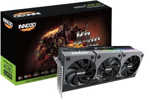 Артикул: X-1099895 - Видеокарта PCI-E Inno3D GeForce RTX 4080 SUPER X3 OC (N408S3-166XX-187049N) 16GB GDDR6X 256bit 5nm 2295/23000MHz 3xDP HDMI - фото