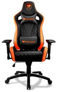 Купить Кресло игровое Cougar Armor S черно-оранжевое, экокожа, регулируемый угол наклона, механизм качания - X-638686 из реестра по лучшей цене
