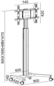Купить Стойка мобильная 2MVESA MediaPro 110 MDP-0110-S для дисплея 30-60", 1690 макс, 2х полки, серебро - X-887569 из реестра по лучшей цене