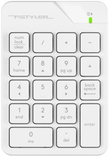 Артикул: X-1090142 - Цифровой блок клавиатуры A4Tech FGK21C белый USB беспроводная slim для ноутбука 1938794 - фото