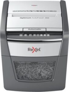 Купить Уничтожитель бумаг Rexel Optimum Auto 45X с 2020045XEU секр.3/P-4, фрагменты 4x28мм/45л/20лтр., скрепки/скобы/плкарты - X-841009 из реестра по лучшей цене