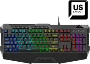Купить Клавиатура Sharkoon Skiller SGK4 черная, (US-Layout), (резиновые колпачки, RGB подсветка, USB) - X-779123 из реестра по лучшей цене