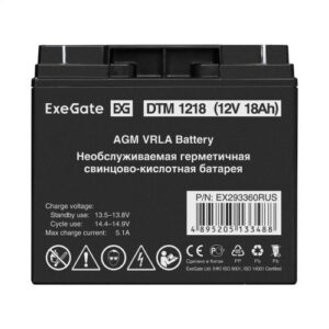 Купить Батарея аккумуляторная Exegate DTM 1218 EX293360RUS (12V 18Ah, клеммы F3 (болт М5 с гайкой)) - X-1046254 из реестра по лучшей цене