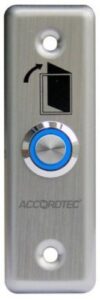 Купить Кнопка выхода AccordTec AT-H801А LED металлическая, НО, габаритные размеры: 86х28 мм, цвет серебро, с подсветкой, врезная - X-967080 из реестра по лучшей цене