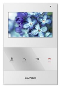 Купить Видеодомофон Slinex SQ-04 цветной, настенный, 4.3" TFT LCD дисплей 16:9, 480×272, до 2-х вызывных панелей, сенсорные кнопки, белый - X-654648 из реестра по лучшей цене