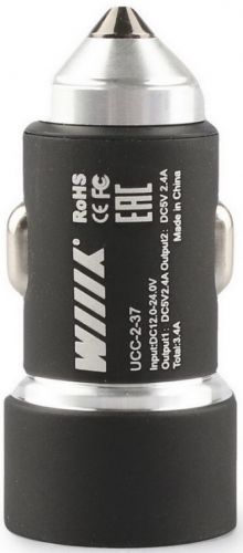 Артикул: X-988858 - Зарядное устройство автомобильное Wiiix UCC-2-37 2.4A+2.4A универсальное черный - фото