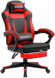 Купить Кресло игровое Defender Cruiser черно-красное, полиуретан высокой плотности, газпатрон 4кл, ролики 80мм, механизм качания - X-986589 из реестра по лучшей цене