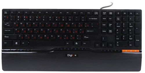 Клавиатура Delux Digion PTDLK1882U 6913060818215 Ultra-Slim, ММ, USB (черная, с оранжевой вставкой)