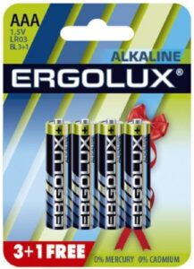 Купить Батарейка Ergolux LR03 BL3+1 Alkaline LR03/AAA, 1,5 В, 1150 мА.ч, 4 шт в упаковке (12865) - X-961529 из реестра по лучшей цене