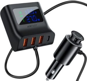 Купить Зарядное устройство автомобильное ACEFAST B8 USB Type-A/USB Type-A/USB Type-A/USB Type-C с цифровым дисплеем, функция подзарядки, чёрное - X-988239 из реестра по лучшей цене