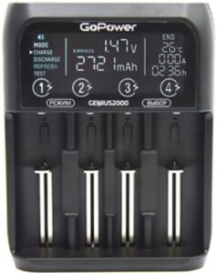 Купить Зарядное устройство GoPower Genius2000 00-00017019 Ni-MH/Ni-Cd/Li-ion/IMR/LiFePO4 4 слота (1/40) - X-1013429 из реестра по лучшей цене