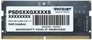 Купить Модуль памяти SODIMM DDR5 32GB Patriot Memory PSD532G48002S Signature Line PC5-38400 4800MHz CL40 1.1V - X-965084 из реестра по лучшей цене