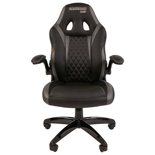Артикул: X-899469 - Кресло игровое Chairman game 15 экопремиум черный/серый н.п. - фото