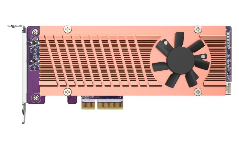 Плата расширения/ QNAP QM2-2P-344A 2 x M.2 22110 or 2280 PCIe (Gen3 x4) NVMe SSD slots, Low-profile flat and Full-height brackets included. — изображение 3