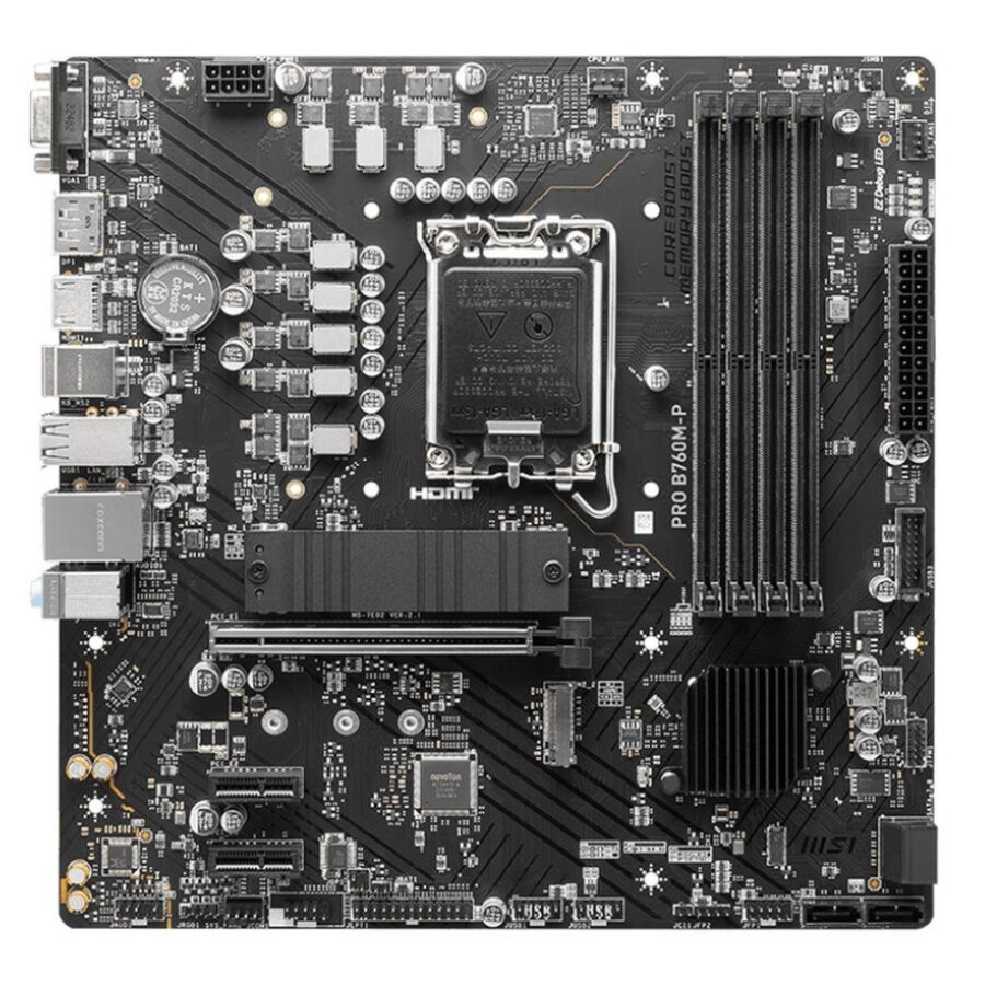 Материнская плата MSI PRO B760M-P B760, LGA1700, 4*DDR5, 1*PCIEx16, 2*PCIEx1, 2*M.2, 1*TypeC, 3*USB3.2Gen1, 8*USB2.0, 4*SATA3.0, 1G, VGA, DP, HDMI, M-ATX, RTL — изображение 2