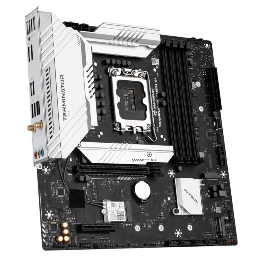 Материнская плата Maxsun MS-Terminator B760M D4 WIFI6E B760, LGA1700, 4*DDR4, 1*PCIEx16, 1*PCIEx4, 3*M.2, 1*TypeC, 4*USB3.2Gen1, 8*USB2.0, 4*SATA3.0, 2.5G, DP, HDMI, M-ATX, RTL — изображение 3