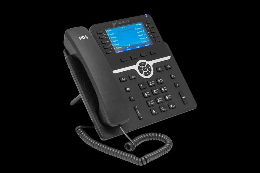 IP-телефон Flat-Phone B10: 20 SIP-аккаунтов, 2 порта 10/100/1000BASE-T (RJ-45), ЖК-дисплей, PoE, адаптер питания 220В