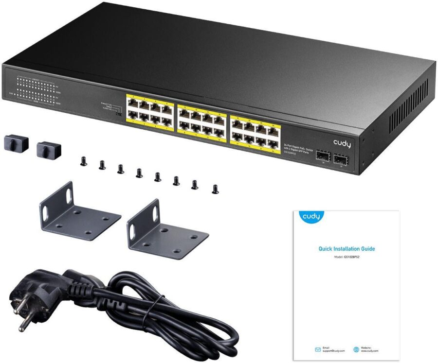 Коммутатор Cudy GS1028PS2 (L2) 24x1Гбит/с 2SFP 24PoE+ 300W неуправляемый — изображение 2