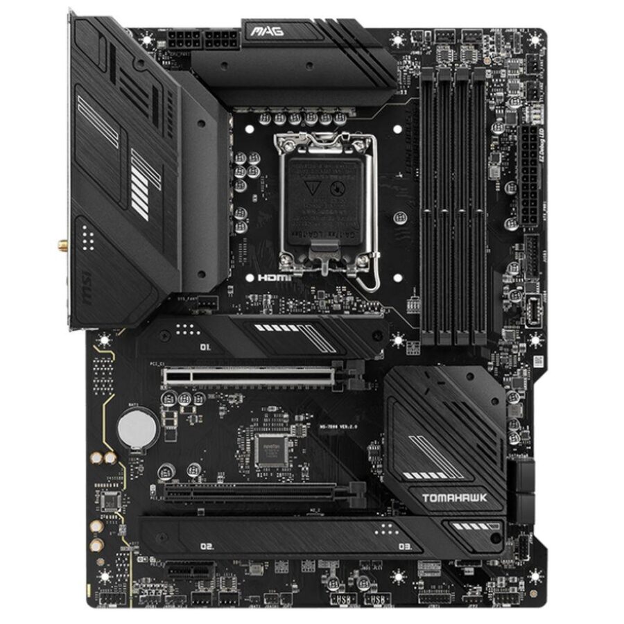 Материнская плата MSI MAG B760 TOMAHAWK WIFI B760, LGA1700, 4*DDR5, 2*PCIEx16, 1*PCIEx1, 3*M.2, 2*TypeC, 4*USB3.2Gen2, 2*USB3.2Gen1, 8*USB2.0, 4*SATA3.0, 2.5G, DP, HDMI, ATX, RTL — изображение 2