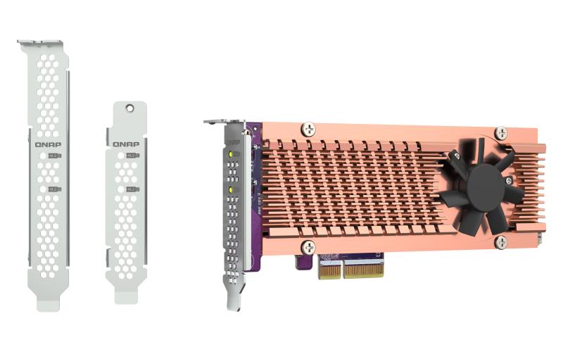 Плата расширения/ QNAP QM2-2P-344A 2 x M.2 22110 or 2280 PCIe (Gen3 x4) NVMe SSD slots, Low-profile flat and Full-height brackets included. — изображение 2