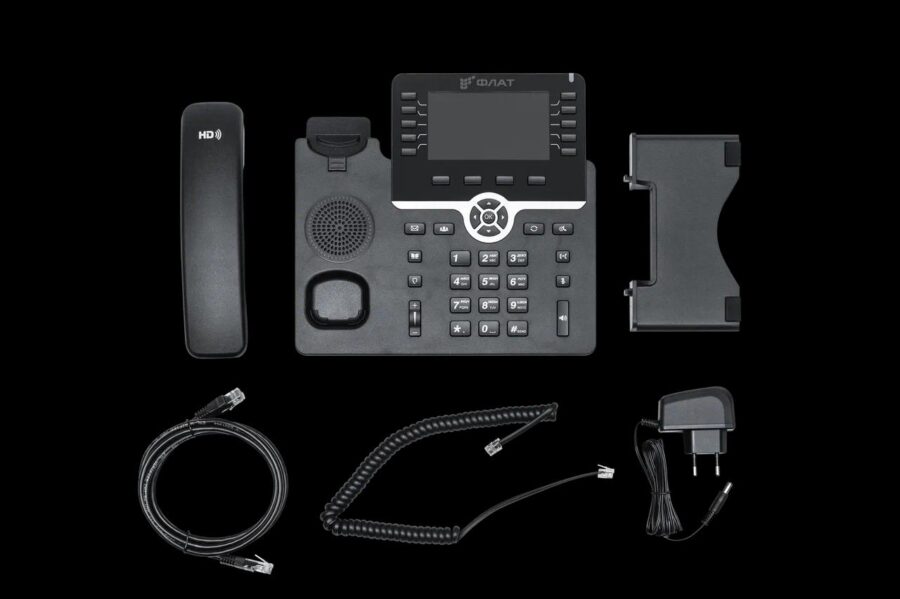 IP-телефон Flat-Phone B10: 20 SIP-аккаунтов, 2 порта 10/100/1000BASE-T (RJ-45), ЖК-дисплей, PoE, адаптер питания 220В — изображение 2