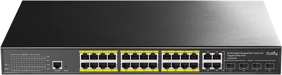 Коммутатор/ 24-Port Layer 2 Managed Gigabit PoE+ Switch with 4 Gigabit Combo Ports, 400W