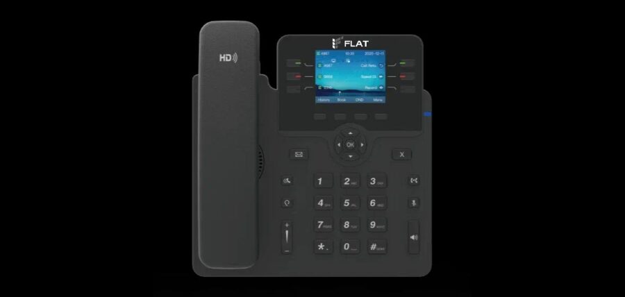 IP-телефон Flat-Phone B6: 6 SIP-аккаунтов, 2 порта 10/100/1000BASE-T (RJ-45), ЖК-дисплей, PoE