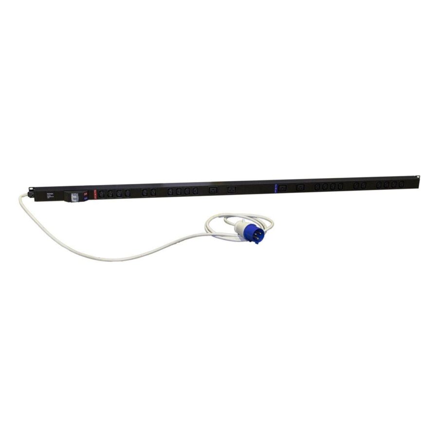 Сетевой фильтр Hyperline Hyperline SHE-20IEC-4BIEC-B-3PVB Блок розеток, вертикальный, 20 розеток IEC320 C13, 4 розетки IEC320 C19, автоматич. выключатель, кабель питания 3м (3х4.0мм2) с вилкой IEC 60309 32А (2х16A) (2P+E), 250В, 1556x44.4x44.4мм (ДхШхВ), — изображение 3