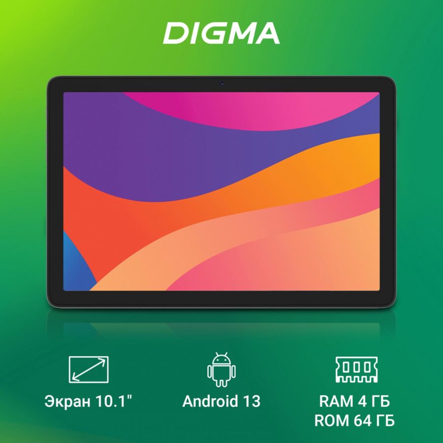 Планшет Digma Optima 1415D 4G T606 (1.6) 8C RAM4Gb ROM64Gb 10.1" IPS 1920x1200 4G 2Sim Android 13 темно-серый 8Mpix 5Mpix BT WiFi microSD 7000mAh — изображение 2