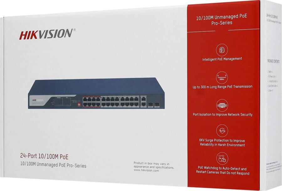 Коммутатор Hikvision DS-3E0326P-E(C) (L2) 24x100Мбит/с 2x1Гбит/с 2SFP 24PoE 370W неуправляемый — изображение 2