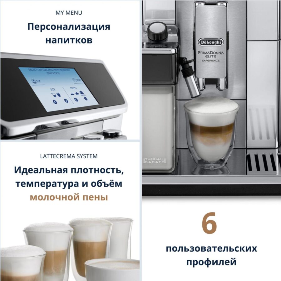 Кофемашина Delonghi PrimaDonna Elite Experience ECAM650.85.MS 1450Вт серебристый/черный — изображение 4
