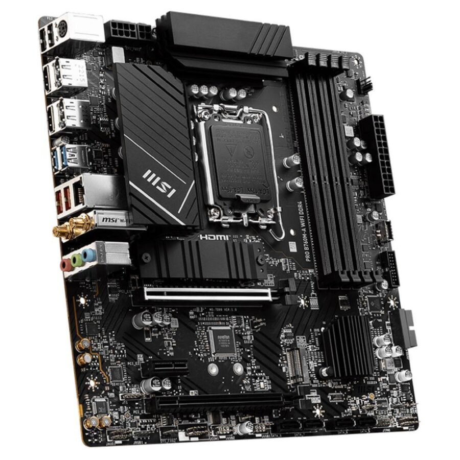 Материнская плата MSI PRO B760M-A WIFI DDR4 B760, LGA1700, 4*DDR4, 2*PCIEx16, 1*PCIEx1, 2*M.2, 1*TypeC, 2*USB3.2Gen2, 6*USB3.2Gen1, 6*USB2.0, 4*SATA3.0, 2.5G, 2*DP, 2*HDMI, M-ATX, RTL — изображение 4