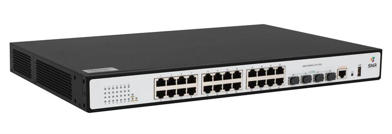 Коммутатор SNR Управляемый PoE коммутатор уровня 2, 24 порта 10/100/1000Base-T с поддержкой PoE, 4 порта 1/10G SFP+, PoE 370 Ватт — изображение 3