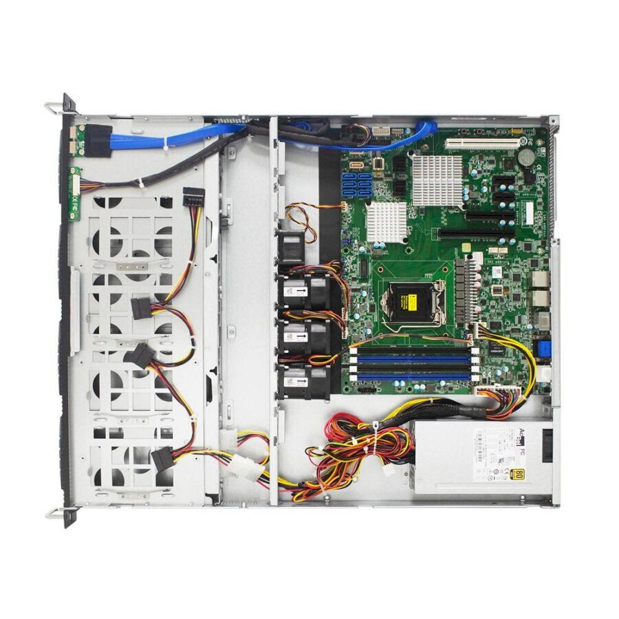 Корпус AIC RSC-1DTS_XE1-1DTS0-62 XE0-AE001-02, RSC-1DTS,1U, 12G 4xSATA/SAS/NVMe HS 3,5/2,5" universal bay + 4x2,5" 9mminternal bay, up to 12"(W) x 9.6"(D) ATX MB, 1x12G 4-port passive BPwith 1xSFF-8643 and 4*Oculink(NVMe), 3x 40x56 + 1x 40x28 fans, 450W 1 — изображение 3
