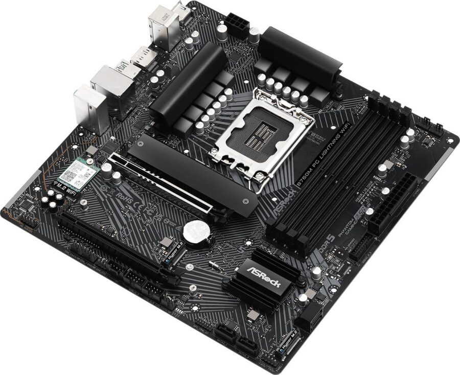 Материнская плата Asrock B760M PG LIGHTNING WIFI Soc-1700 Intel B760 4xDDR5 mATX AC`97 8ch(7.1) 2.5Gg RAID+HDMI+DP — изображение 2