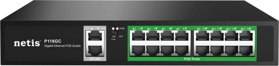 Коммутатор/ Коммутатор Netis P116GC (L2) 18x1Гбит/с 16PoE+ 240W неуправляемый — изображение 3