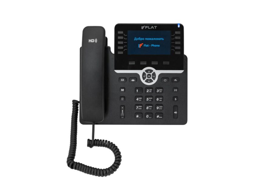 IP-телефон Flat-Phone B10: 20 SIP-аккаунтов, 2 порта 10/100/1000BASE-T (RJ-45), ЖК-дисплей, PoE