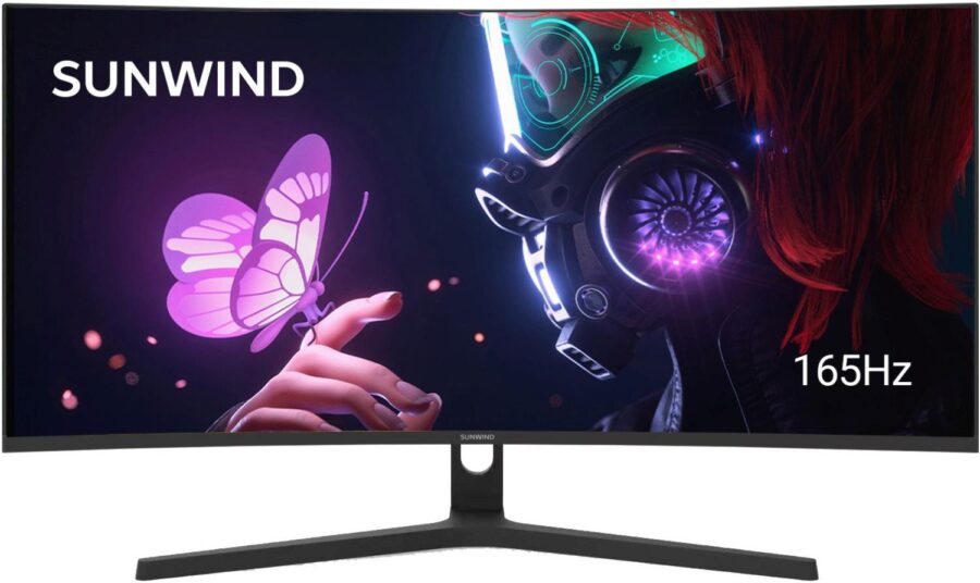 Монитор SunWind 34" SM-34QV401 черный VA LED 1ms 21:9 HDMI матовая 300cd 178гр/178гр 3440x1440 165Hz G-Sync DP WQ 5.6кг