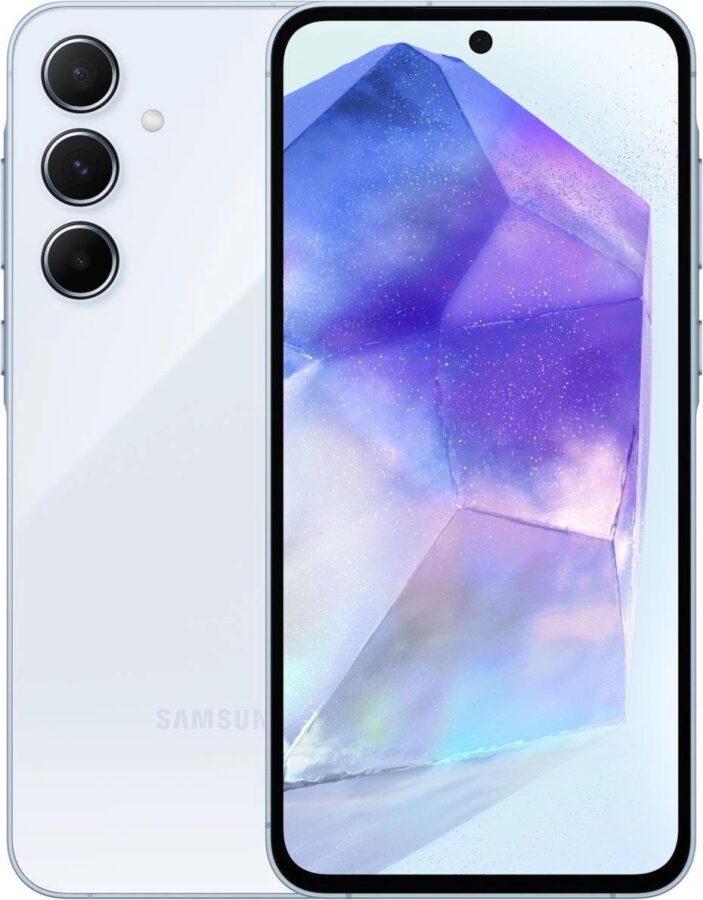 Смартфон Samsung SM-A556E Galaxy A55 5G 256Gb 8Gb голубой моноблок 3G 4G 2Sim 6.6" 1080x2340 Android 14 50Mpix 802.11 a/b/g/n/ac/ax NFC GPS GSM900/1800 GSM1900 TouchSc Protect microSD max1024Gb