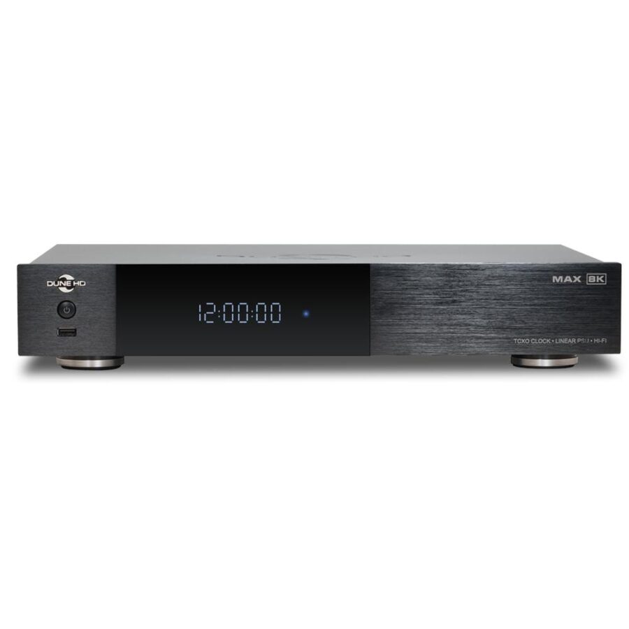 Медиаплеер/ Hi-FI Mediaplayer Dune HD Max 8K: 8K/60 Hz/Dolby Vision/HDR10+/HDR, CPU Amlogic S9284-K/J, RAM 8 Gb, Flash 64 Gb, 3xUSB3.0,  1xUSB2.0, HDD SATA 3.5", LAN 1000Mb/s, WiFi 802.11ax, BT 5.2, HDMI 2.1a, S/PDIF, Audio Out RCA, HiFi Coaxial SPDIF, I2