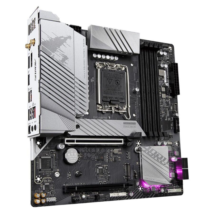 Материнская плата Gigabyte B760M AORUS ELITE AX, Socket 1700, Intel®B760, 4xDDR4-3200, HDMI+DP, 1xPCI-Ex16, 1xPCI-Ex1, 4xSATA3(RAID 0/1/5/10), 2xM.2, 8Ch Audio, GLan, WiFi, (4+4)xUSB2.0, (4+2)xUSB3.2, (1+1)xUSB3.2 Type-C™, mATX, RTL — изображение 4