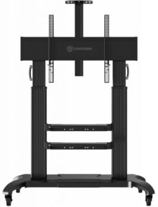 Купить Мобильная стойка ONKRON на 1 ТВ/ 60-100" от 200х200 до 1000х600, макс нагр 136,4кг, высота 1400-1725мм, кабель-канал, регулируемая полка, черная - 4D-12844096 из реестра по лучшей цене