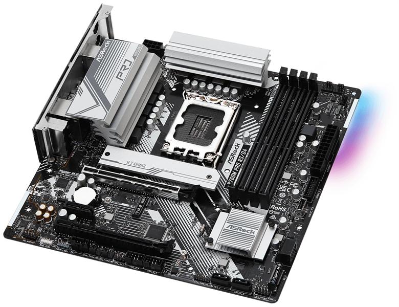 Материнская плата ASROCK B760M PRO RS, LGA1700, B760, 4*DDR5, 4*SATA, 3*M.2, 3*USB 3.2, 2*USB 2.0, Type-C, 2*PCIx16, 1xM.2 (Key E), HDMI+DP, mATX — изображение 2