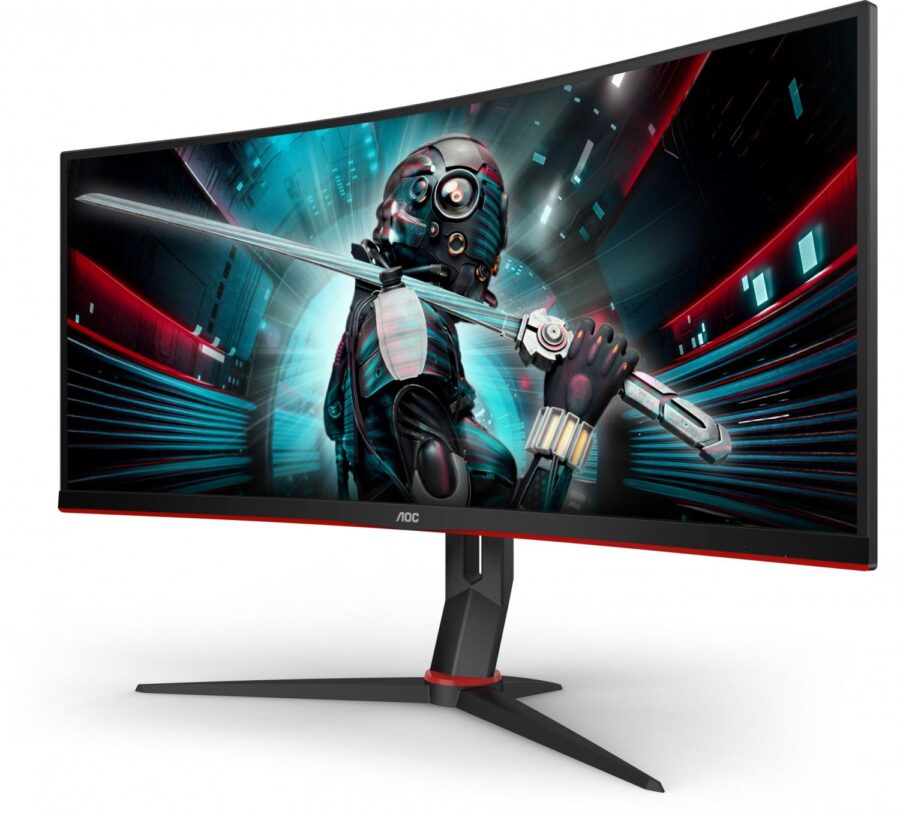 Монитор AOC 34" Gaming CU34G2X черный/красный VA LED 1ms 21:9 HDMI матовая HAS 300cd 178гр/178гр 3440x1440 144Hz FreeSync Premium DP FHD USB 8.1кг — изображение 2