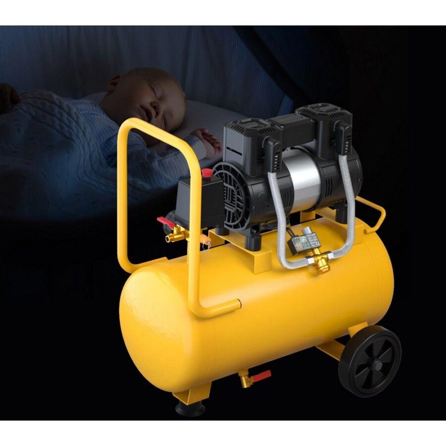 Компрессор воздушный безмаслянный Deli DL-WKY25-E1 (мощность 1,2кВт, 25литров, 80л/мин, 7атм, 2800об/мин) — изображение 2