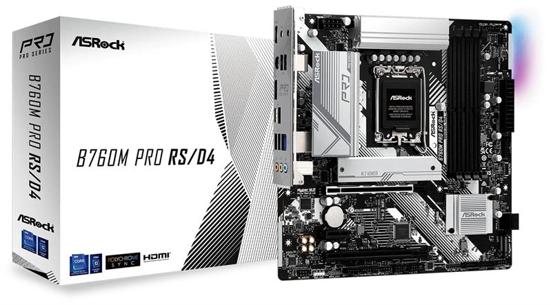 Материнская плата ASROCK B760M PRO RS, LGA1700, B760, 4*DDR5, 4*SATA, 3*M.2, 3*USB 3.2, 2*USB 2.0, Type-C, 2*PCIx16, 1xM.2 (Key E), HDMI+DP, mATX — изображение 3