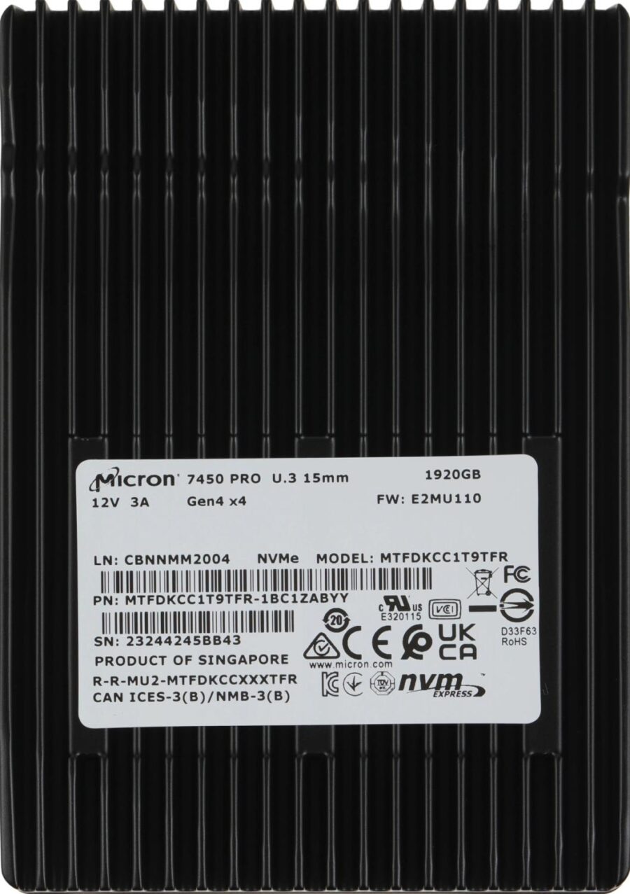 Накопитель SSD Crucial PCIe 4.0 x4 1.92TB MTFDKCC1T9TFR-1BC1ZABYY Micron 7450 Pro 2.5" — изображение 3