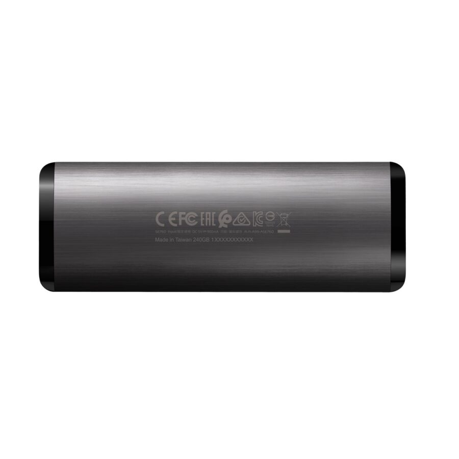 Твердотельный накопитель/ ADATA External SSD SE760, 2048GB, Type-C, USB 3.2 Gen2, R/W 1000/800 MB/s, 122x44x14mm, Titan-Gray (3 года) — изображение 2