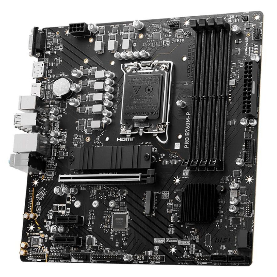 Материнская плата MSI PRO B760M-P B760, LGA1700, 4*DDR5, 1*PCIEx16, 2*PCIEx1, 2*M.2, 1*TypeC, 3*USB3.2Gen1, 8*USB2.0, 4*SATA3.0, 1G, VGA, DP, HDMI, M-ATX, RTL — изображение 3