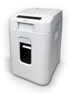 Купить Уничтожитель документов ГЕЛЕОС АП37-5, DIN P-5 (5 ур-нь секр.), фрагмент 1,9х12мм, АВТОПОДАЧА 220 лист (70г/м2), пл.карты/скрепки/скобы, 37 литров - 4D-13091235 из реестра по лучшей цене